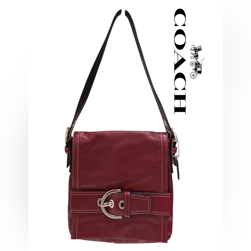 COACH Vintage Soho Buckle Flap Shoulder Bag Burgundy Leather EUC 8A08